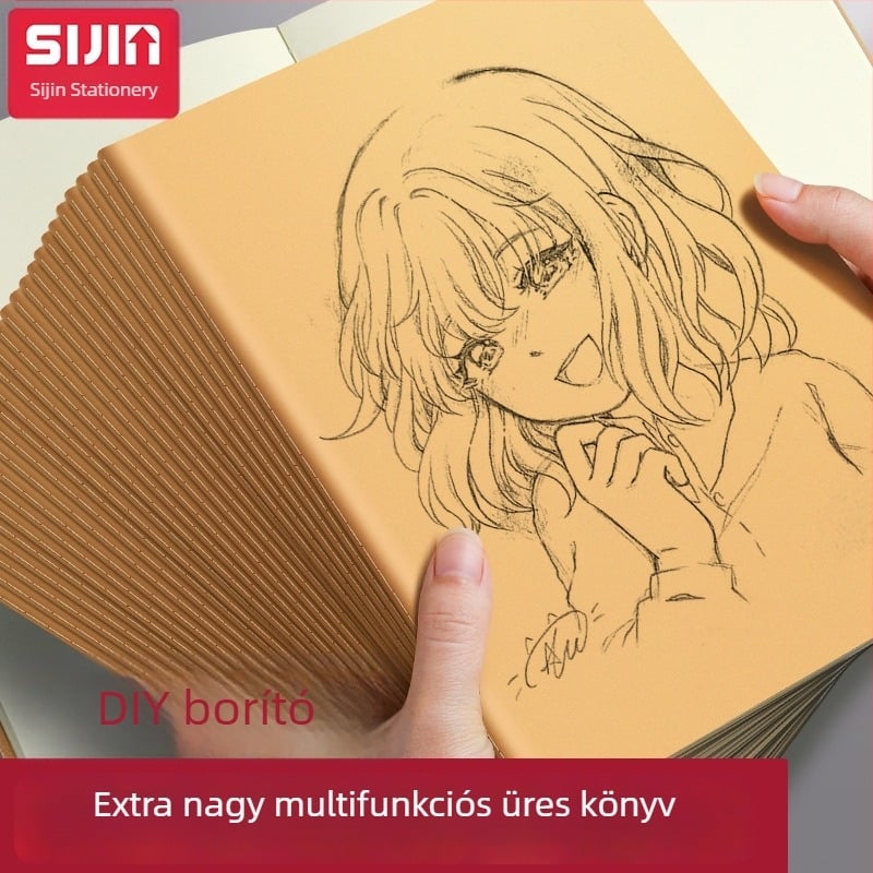 Multifunkcionális üres notesz kraft papír borítóval, erősített varrással, diákoknak, minimalist stílus, üres oldalakkal, 50–100 oldal, 75 g/m².