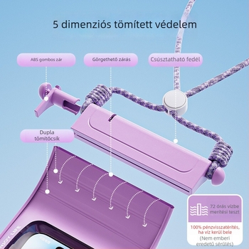 Érintőképernyő-kompatibilis vízálló telefonzsák, átlátszó tömítő tok víz alatti felvételekhez – ideális úszáshoz, snorkelzéshez, raftinghoz és termálfürdőkhöz