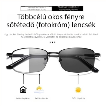 Progresszív multifokális olvasó szemüveg anti‑kékfény, memóriafém félkeret
