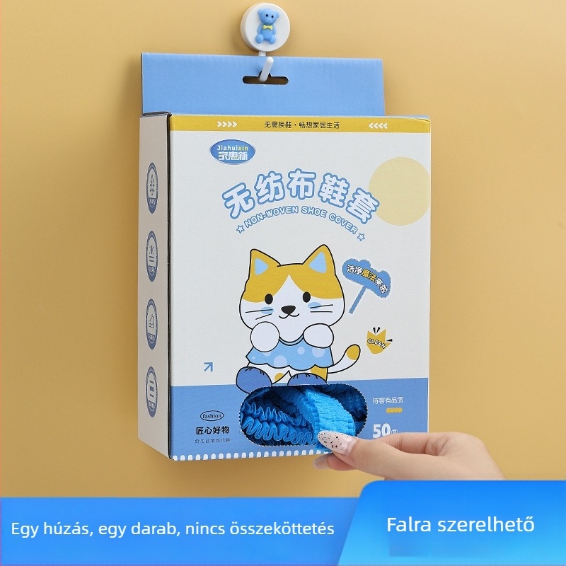 Nem szőtt anyagból készült cipővédő húzható sávval, vastított, csúszásmentes, porálló, kopásálló, otthoni használatra, gyerekeknek, több színben