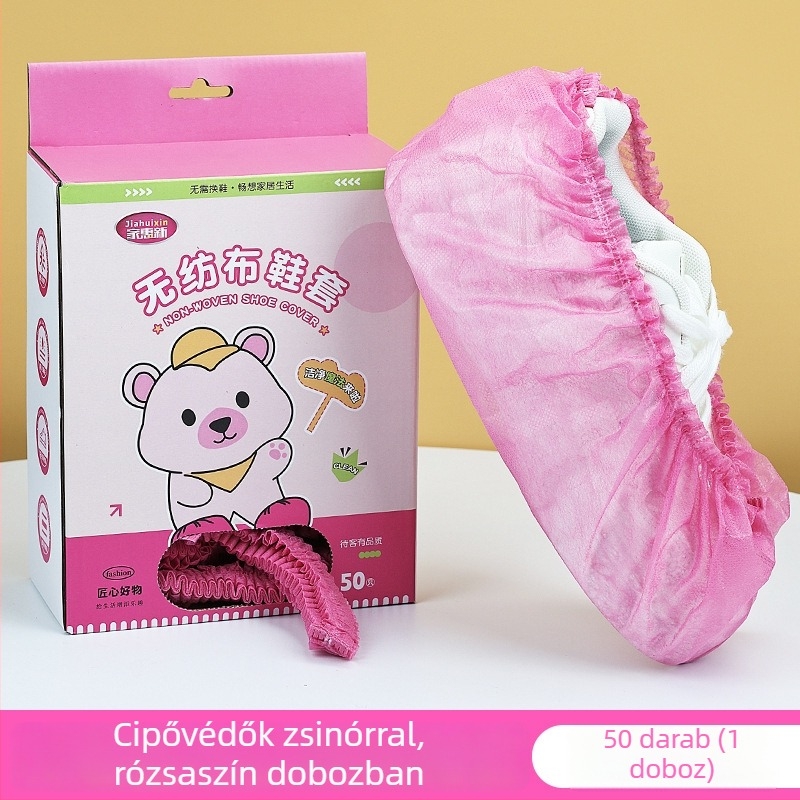 Nem szőtt anyagból készült cipővédő húzható sávval, vastított, csúszásmentes, porálló, kopásálló, otthoni használatra, gyerekeknek, több színben