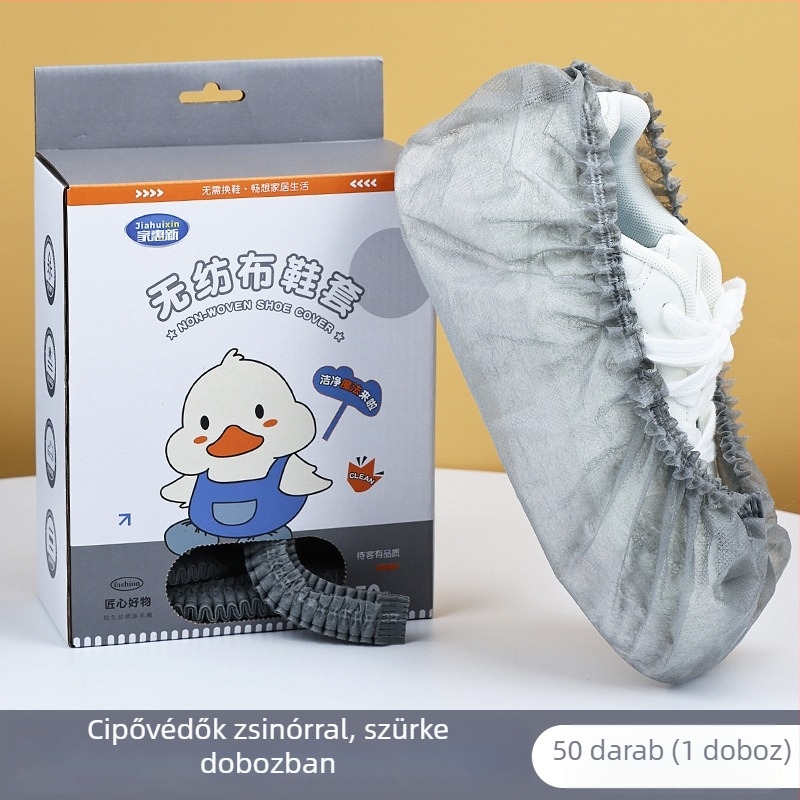 Nem szőtt anyagból készült cipővédő húzható sávval, vastított, csúszásmentes, porálló, kopásálló, otthoni használatra, gyerekeknek, több színben