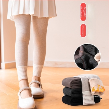 Koreai stílusú gyerekeknek készült leggings, őszi–téli szezonra, vastag és meleg, függőleges csíkokkal, magas elasztikus derekú, bokáig érő fazon, lányoknak