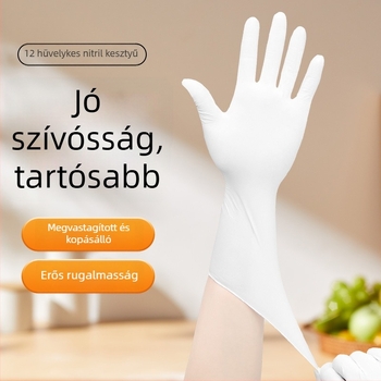 12 hüvelykes nitril kesztyűk, egyszer használatos, vastagított és tartós, konyhai, háztartási és élelmiszer-feldolgozási felhasználásra