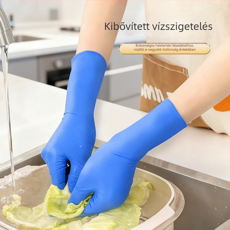 12 hüvelykes nitril kesztyűk, egyszer használatos, vastagított és tartós, konyhai, háztartási és élelmiszer-feldolgozási felhasználásra