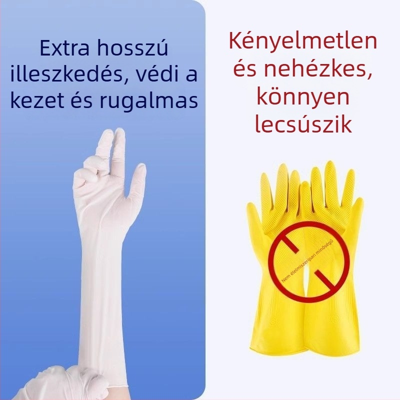 Egyszer használatos nitril kesztyűk mosogatáshoz, háztartási feladatokhoz, konyhához és ruhák mosásához, tartósak, vastagított kivitelben