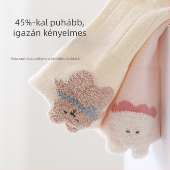 Három pár babzokni fésült pamutból, varratmentes és nyomásmentes, 10A antibakteriális középmagas zokni babáknak