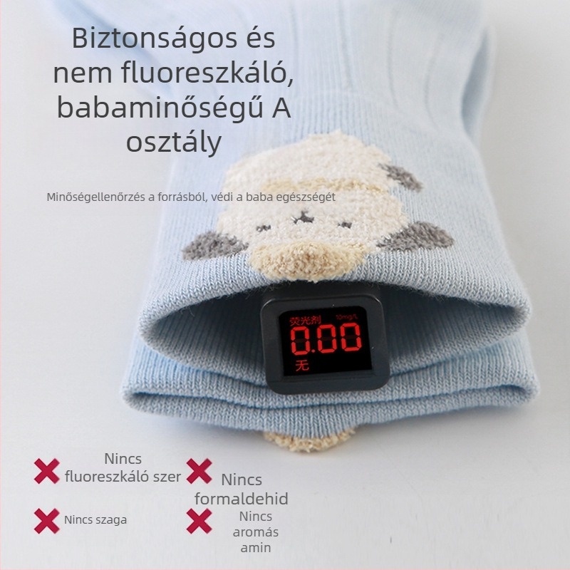 Három pár babzokni fésült pamutból, varratmentes és nyomásmentes, 10A antibakteriális középmagas zokni babáknak