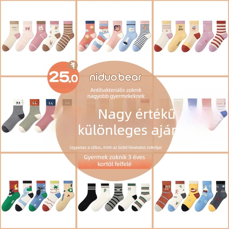 Antibakteriális gyerek zokni ősz–télre, vastagított normál hosszúságú, varratmentes, uniszex