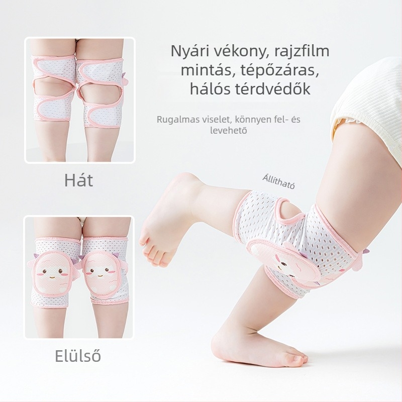 Baba térd- és könyökvédő készlet — esés elleni, állítható, nyári hálós vékony dizájn, mászáshoz és járáshoz