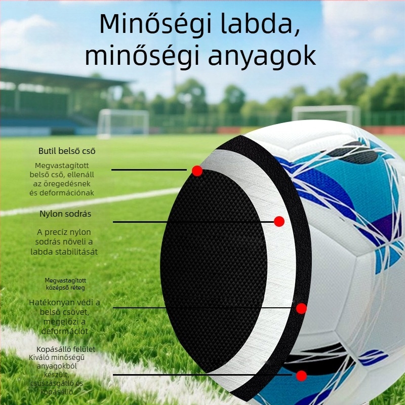 PU seamless futball-labda, nagy rugalmasság, méret 5 felnőtteknek, 4 gyerekeknek, kopásálló, edzésekhez és versenyekhez