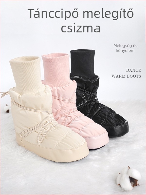 Uniszex téli tánccipő fleece béléses, vastag, magas szárú balett- és gyakorlócipő