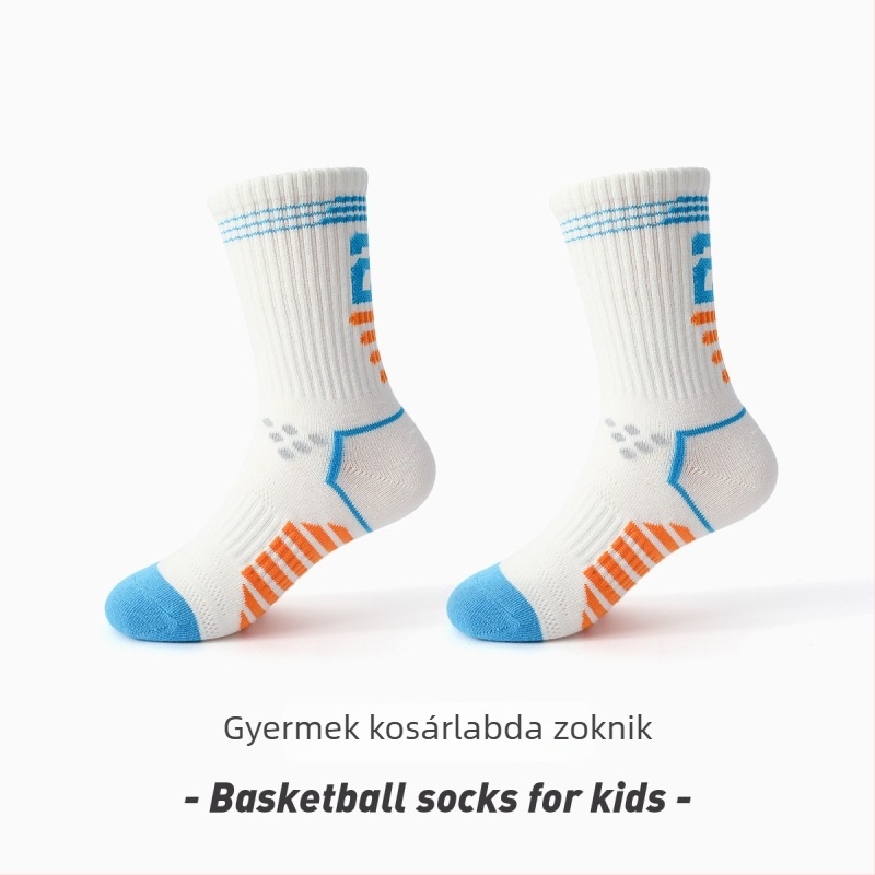Gyermekek pamut kosárlabda zoknijai, középhosszú, tavasz–ősz, légáteresztő, nedvszívó, szagtalanító, fiúknak