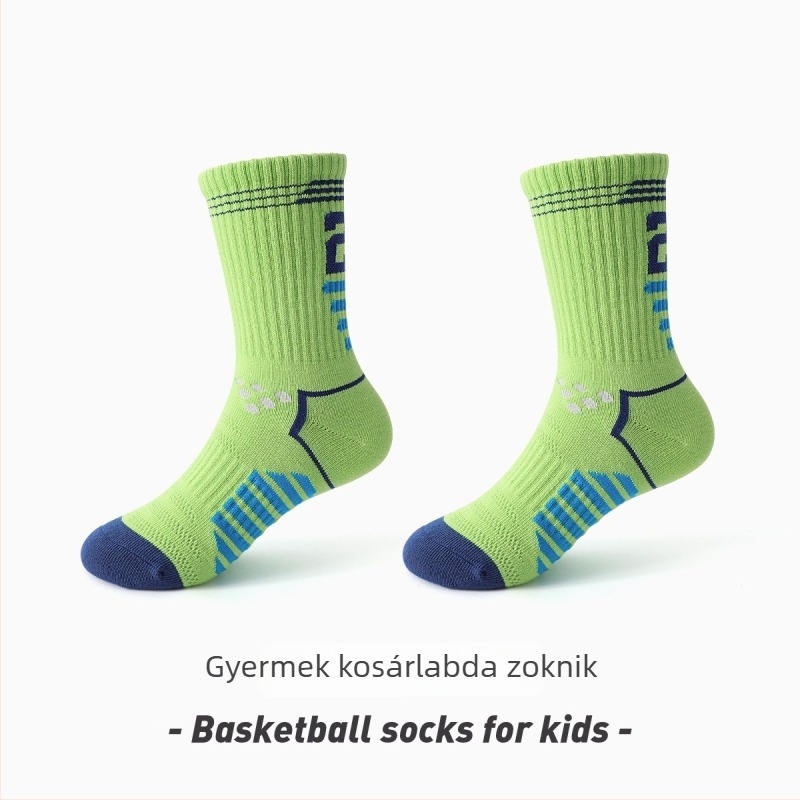 Gyermekek pamut kosárlabda zoknijai, középhosszú, tavasz–ősz, légáteresztő, nedvszívó, szagtalanító, fiúknak