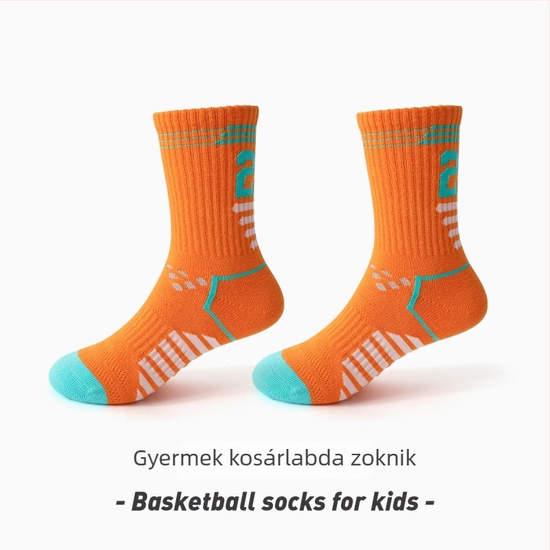 Gyermekek pamut kosárlabda zoknijai, középhosszú, tavasz–ősz, légáteresztő, nedvszívó, szagtalanító, fiúknak