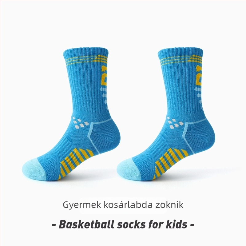 Gyermekek pamut kosárlabda zoknijai, középhosszú, tavasz–ősz, légáteresztő, nedvszívó, szagtalanító, fiúknak