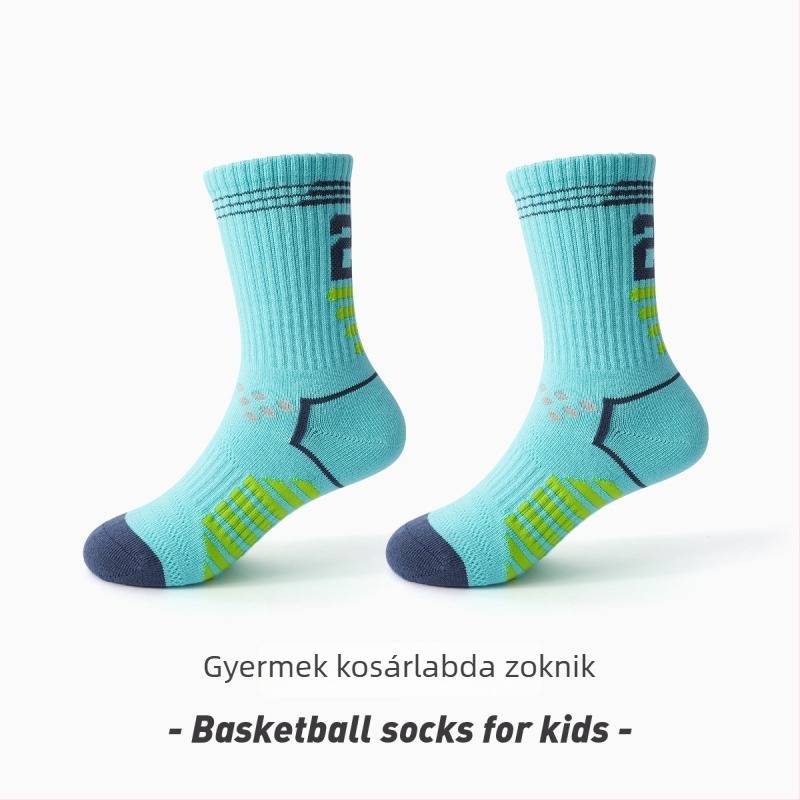 Gyermekek pamut kosárlabda zoknijai, középhosszú, tavasz–ősz, légáteresztő, nedvszívó, szagtalanító, fiúknak