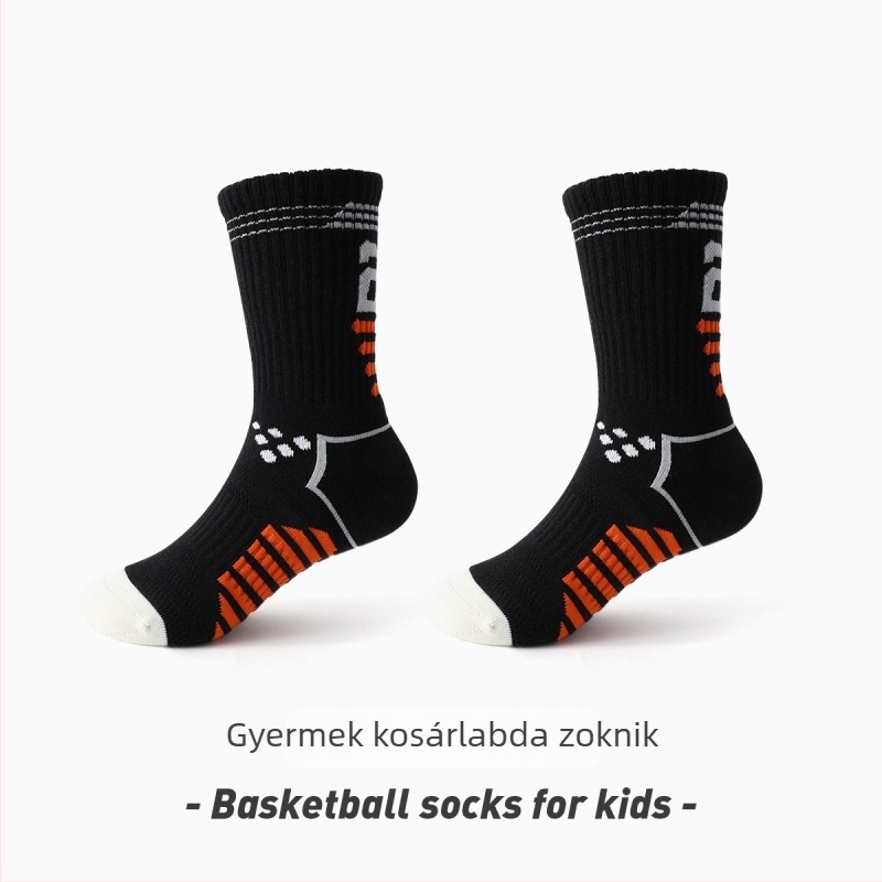 Gyermekek pamut kosárlabda zoknijai, középhosszú, tavasz–ősz, légáteresztő, nedvszívó, szagtalanító, fiúknak