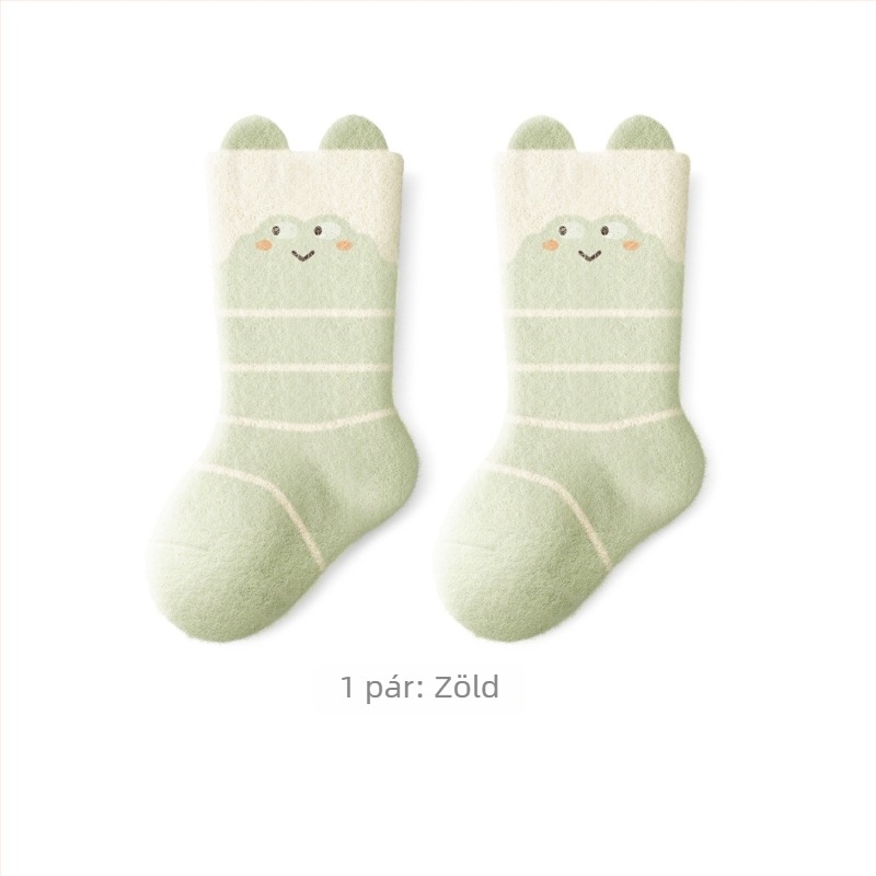 Vastag téli zokni babáknak és gyerekeknek, fleece-lével bélelt középmagas szárú, uniszex
