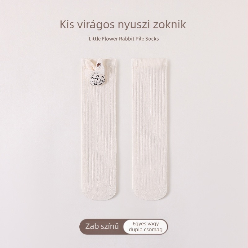 Őszi pamutból készült középmagas zoknik lányoknak, masnival, koreai stílusú, japán virágmintás