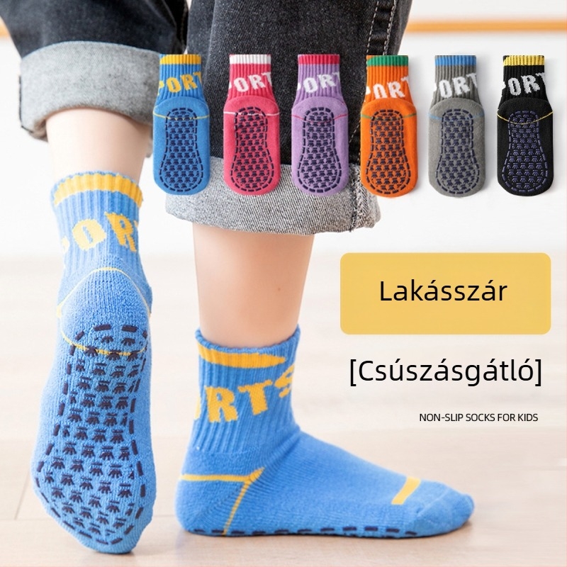Gyerekeknek belső zokni fleece-béléssel, vastag és meleg, csúszásmentes, téli használatra.