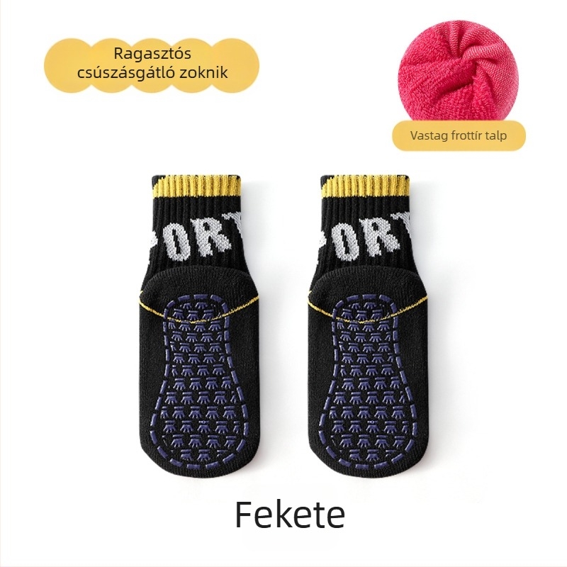 Gyerekeknek belső zokni fleece-béléssel, vastag és meleg, csúszásmentes, téli használatra.