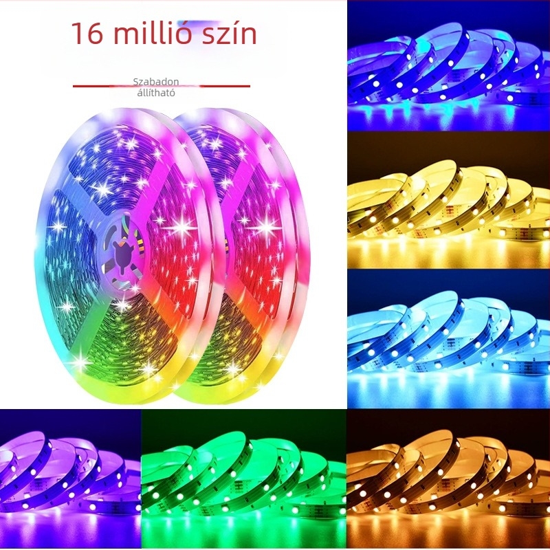 Távirányítós LED-szalag készlet, öntapadós 5050 RGB, 12V alacsony feszültség