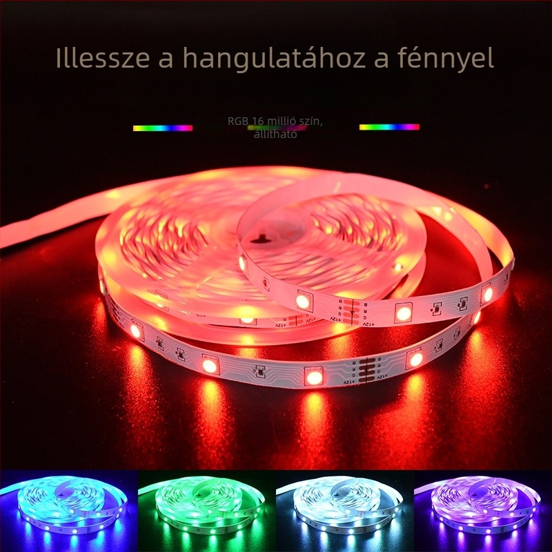 Távirányítós LED-szalag készlet, öntapadós 5050 RGB, 12V alacsony feszültség