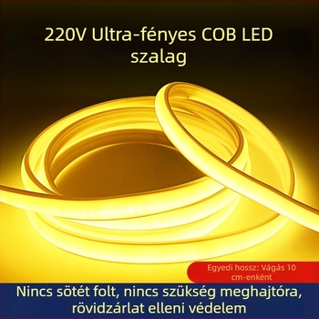 220V COB LED szalag, kültéri vízálló, mennyezeti beépített csatornához, nagy fényerejű hangulatvilágítás, részecske-mentes, otthoni világítás