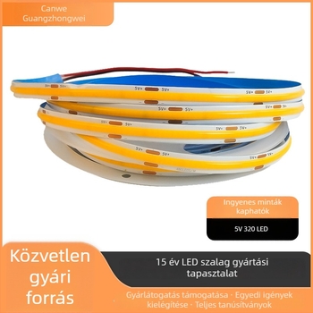 Egyedi COB LED-szalag, 320 LED-del, 5V/12V kompatibilitás, lineáris világítás a nappali mennyezetére