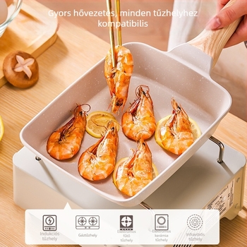 Tapadásmentes négyszögletes tamagoyaki serpenyő Maifan-kővel – japán stílusú