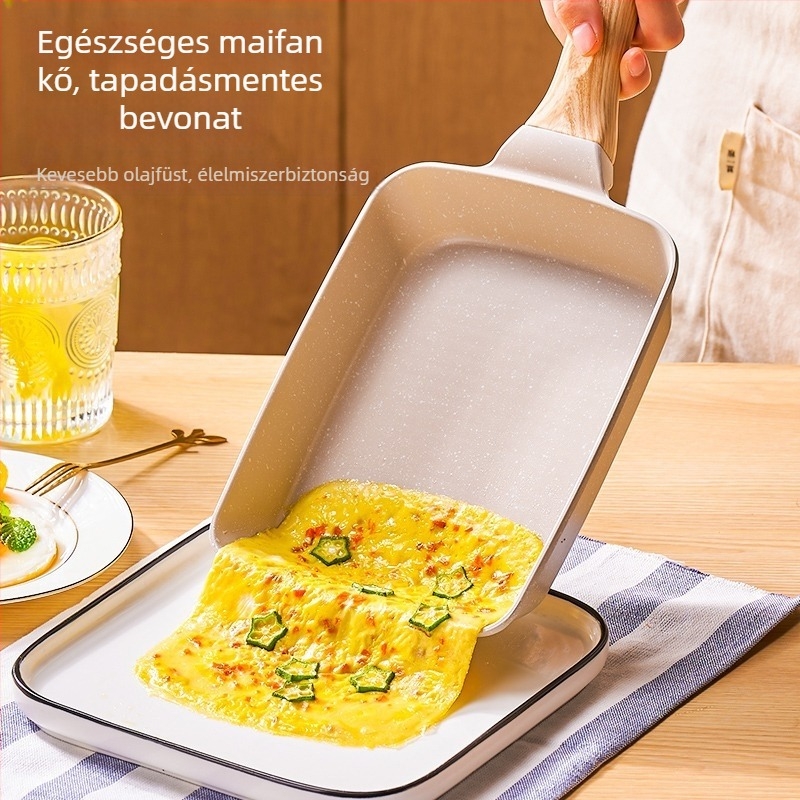 Tapadásmentes négyszögletes tamagoyaki serpenyő Maifan-kővel – japán stílusú