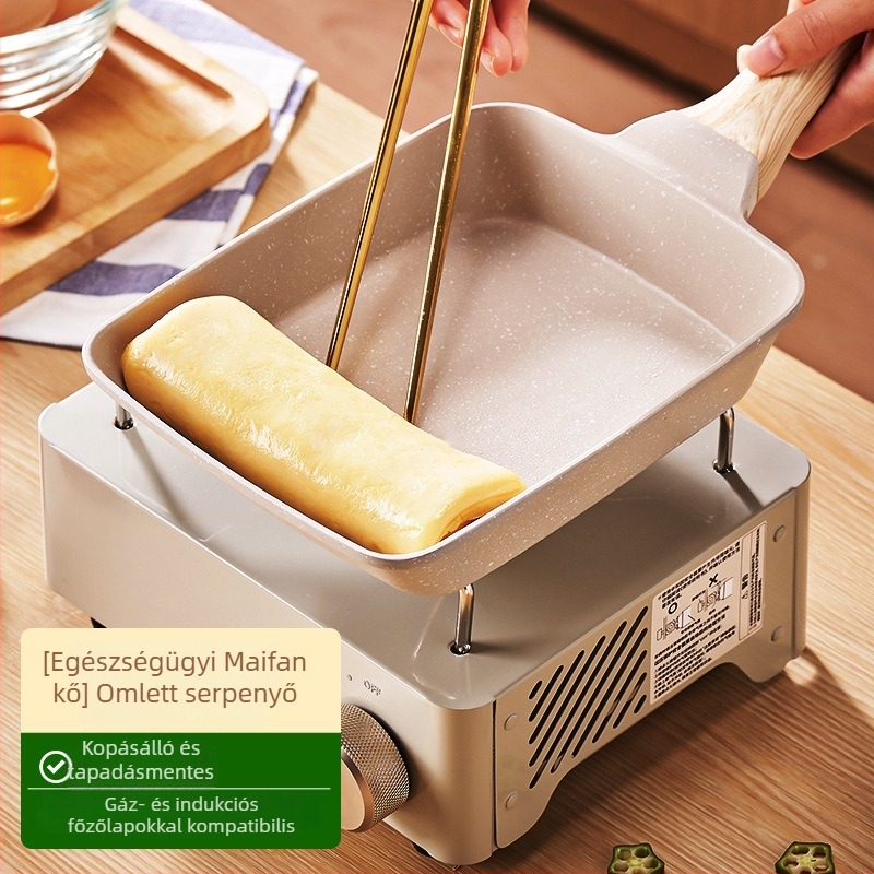 Tapadásmentes négyszögletes tamagoyaki serpenyő Maifan-kővel – japán stílusú