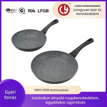 Maifan kő serpenyő készlet, tapadásmentes bevonattal, sík alapú, könnyen tisztítható, tojás és steak sütésére