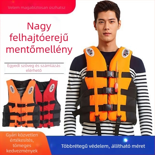 Nagy felhajtóerővel rendelkező mentőmellény felnőttek és gyermekek részére, úszáshoz, snorkelhez és horgászathoz hajóról