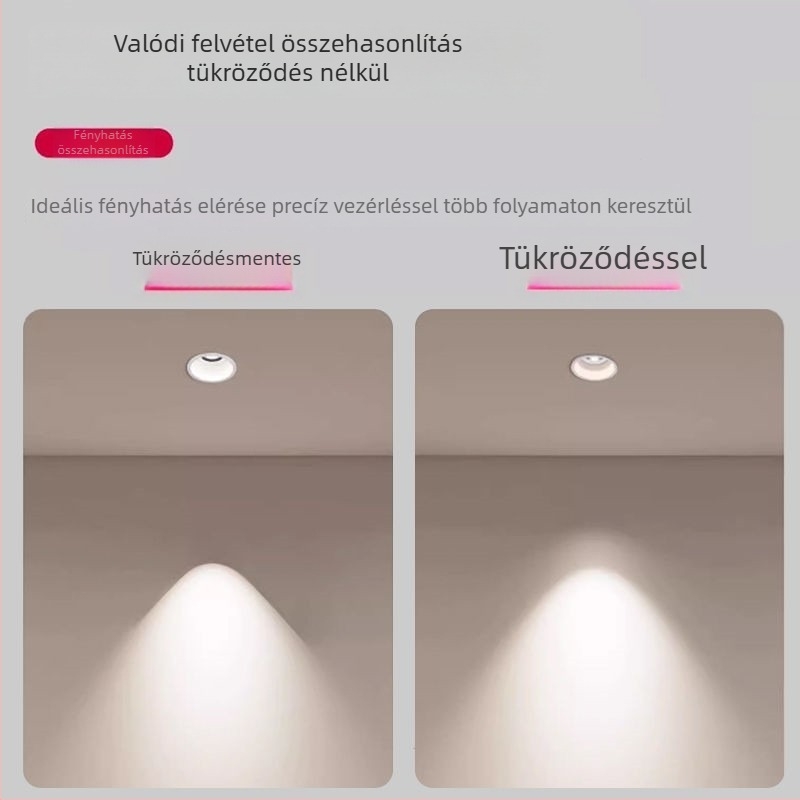 Beépíthető LED spotlámpa keskeny kerettel és domborodó formával, antireflexiós felülettel, magas színvisszaadási indexű nappali világításhoz; mennyezeti downlight és falmosó világítás