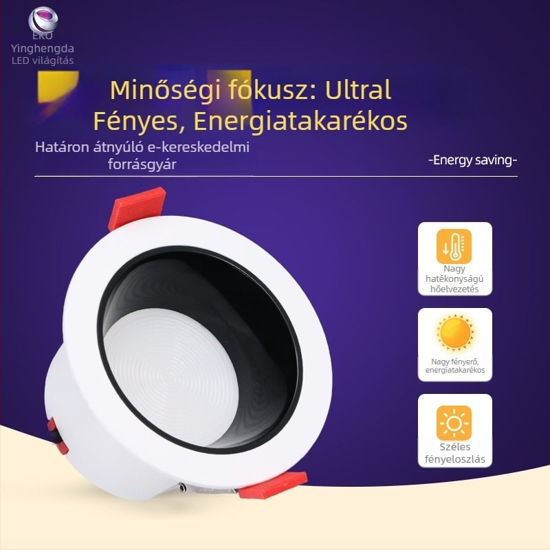 Beépíthető LED mennyezeti downlight háromszínű fényerő-szabályozással, alumínium ház, 75 mm nyílás, 6–10W, 220V, távirányító, 6000K fehér fény