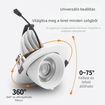 COB LED elefántorr-lámpa, falra mosó LED világítás, beépíthető mennyezeti lámpa, állítható szög, anti-glare, downlight, magas CRI