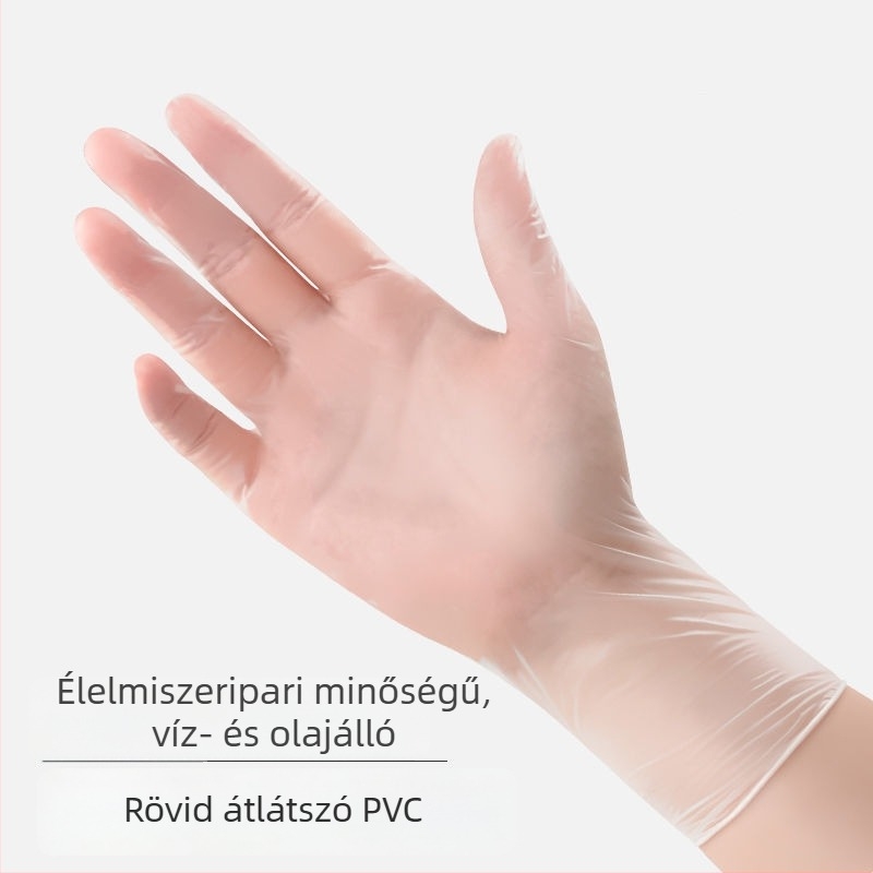12 hüvelykes hosszúságú, élelmiszer-minőségű egyszer használatos kesztyűk, vízállóak mosogatáshoz és háztartási munkákhoz, vastagított PVC