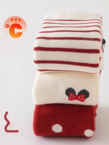 Baba téli zokni bélelt fleece-sel, vastag, középső szárú, újszülötteknek 0–12 hónap, pamut