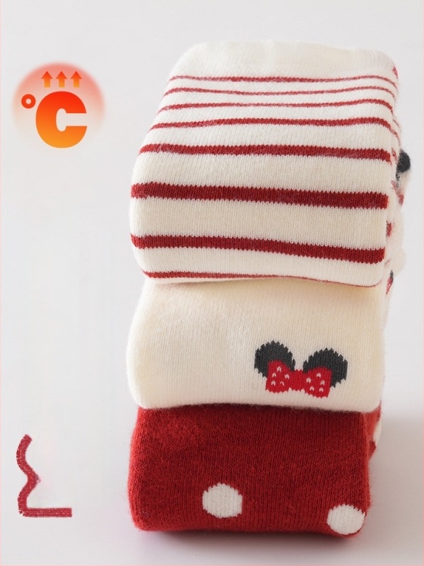 Baba téli zokni bélelt fleece-sel, vastag, középső szárú, újszülötteknek 0–12 hónap, pamut