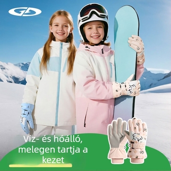 Gyerek síkesztyűk, vízálló, melegen bélelt fleece-sel, vastított, uniszex, 2–8 éveseknek.