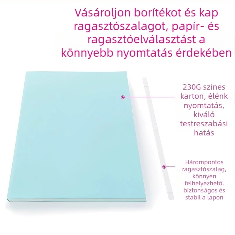 A4-es színes kartonboríték, 2–15 mm vastagságú, nyomtatott borító ajánlatok kötéséhez, testre szabható