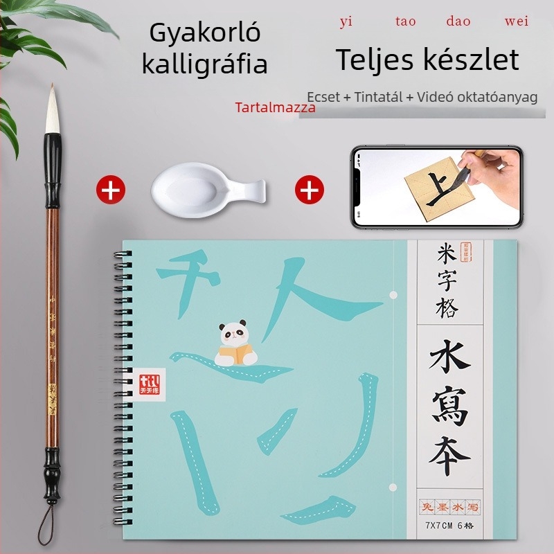 Vízírásos kalligráfia gyakorlóanyag kezdőknek, egyrészes gyakorlólap, nem szőtt anyagú kendő