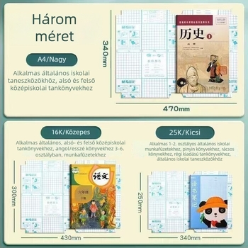 Átlátszó, vastagított könyvborító, vízálló, teljes készlet általános iskolás diákok számára, méretek: nagy, közepes és kicsi