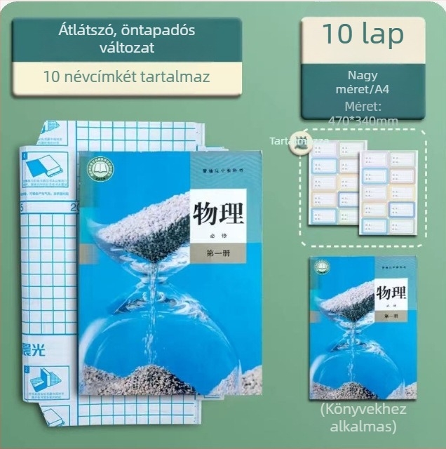 Átlátszó, vastagított könyvborító, vízálló, teljes készlet általános iskolás diákok számára, méretek: nagy, közepes és kicsi