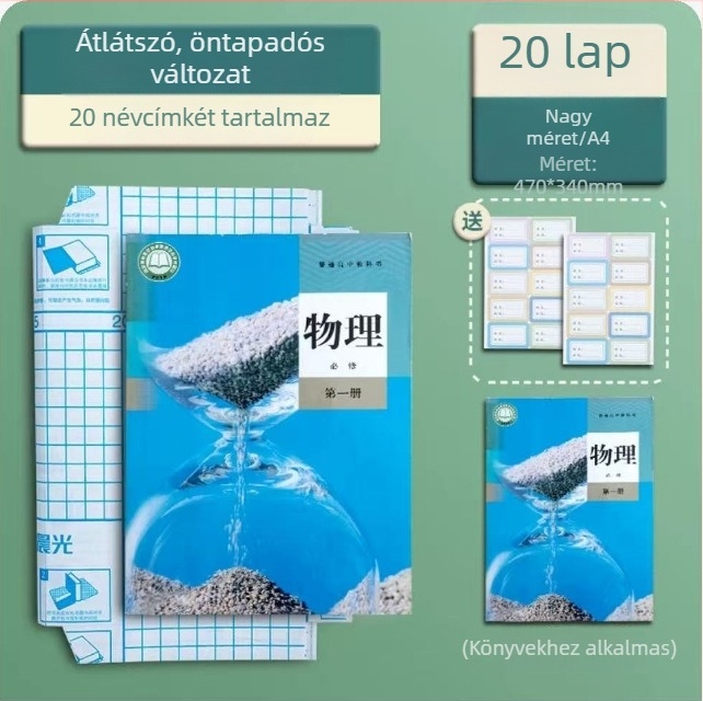 Átlátszó, vastagított könyvborító, vízálló, teljes készlet általános iskolás diákok számára, méretek: nagy, közepes és kicsi
