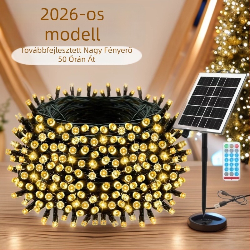 Napelemes LED-sorok kültéri fa díszítéséhez, körbefonja a fát, IP65 vízálló
