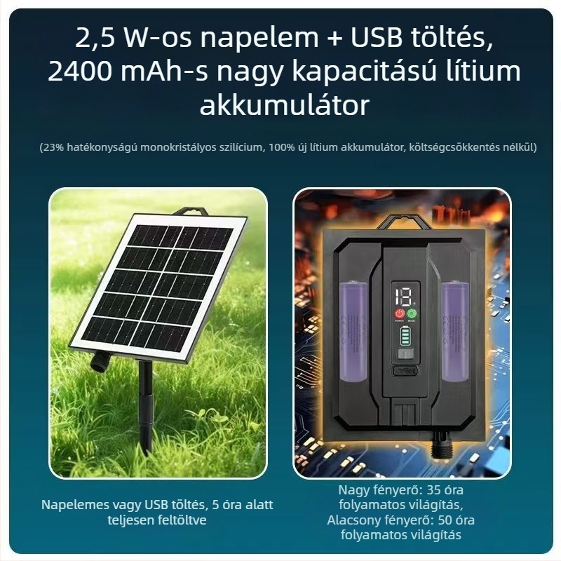 Napelemes LED-sorok kültéri fa díszítéséhez, körbefonja a fát, IP65 vízálló