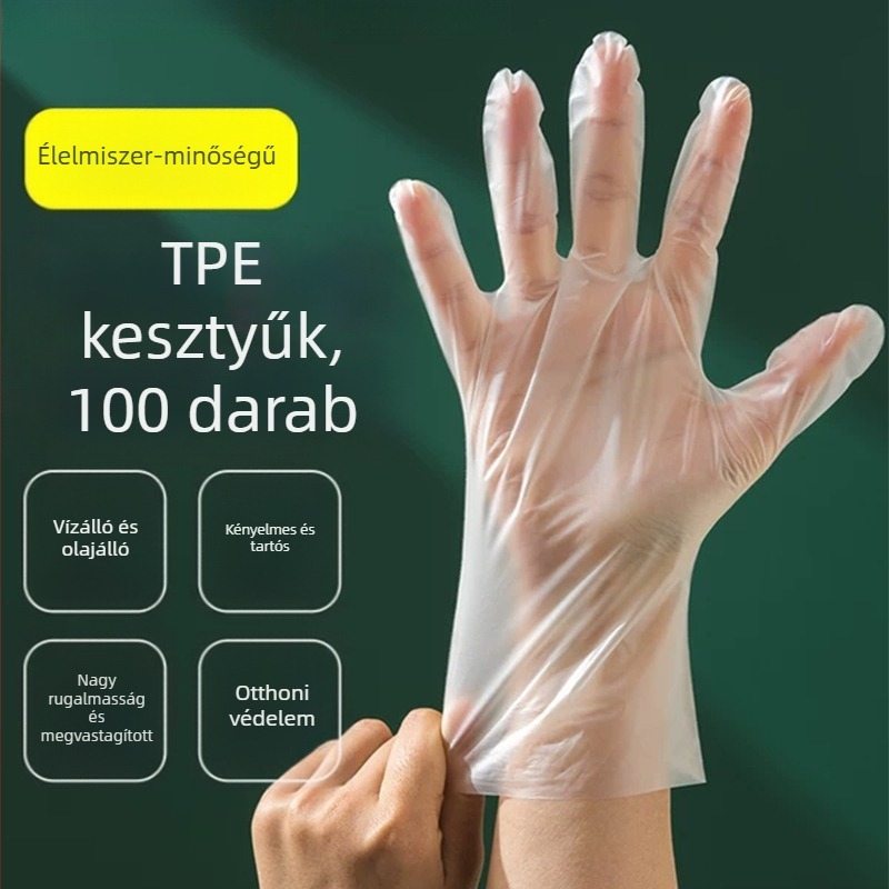 Élelmiszer-minőségű egyszer használatos kesztyűk, vastagabbak és átlátszóak, nitril helyettesítő, catering és háztartás, mintázat selyemvirág, egy pár